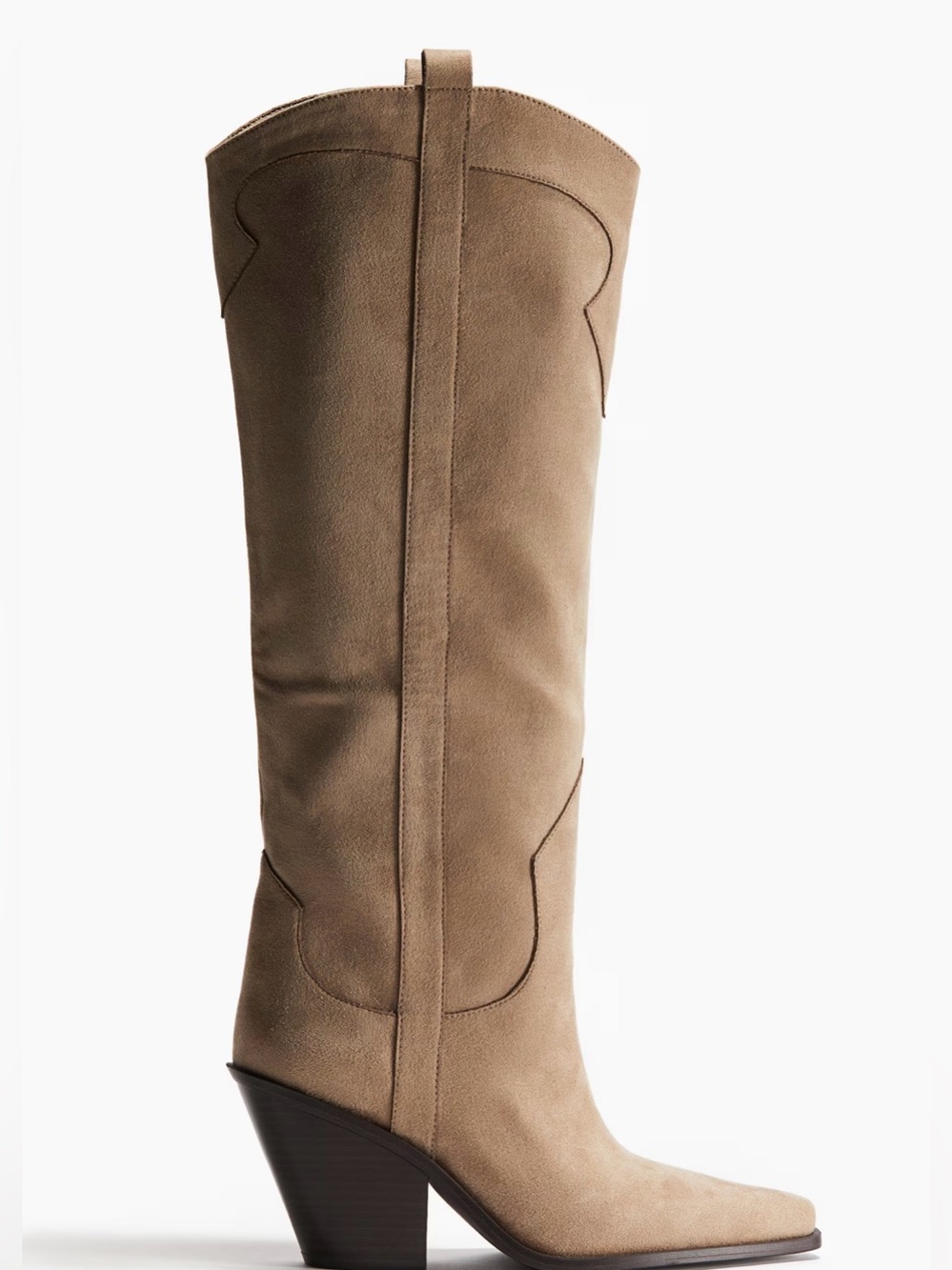 H&M Taupe Faux Suede Knee High Wedge Boots Size 9